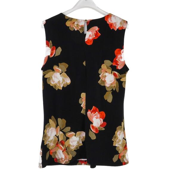Calvin Klein Black & Peach Pink Floral Sleeveless High Neck Blouse Medium - Picture 2 of 4